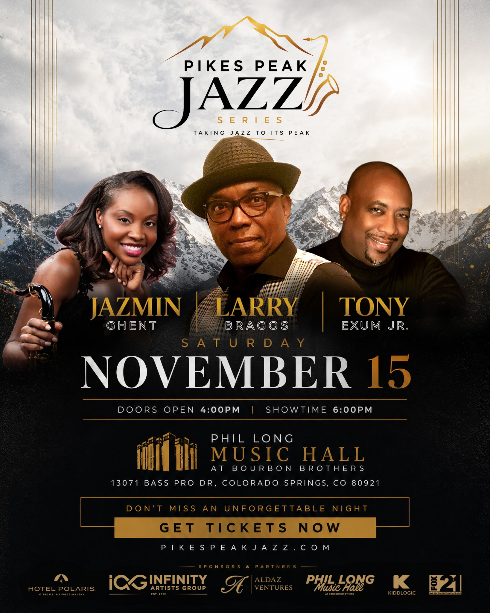 Pikes Peak Jazz Series - Jazmin Ghent, Larry Braggs and Tony Exum Jr.